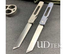 Titanium alloy Quartermaster no logo outdoor army survival camping knife with carbon fiber handle UD19018